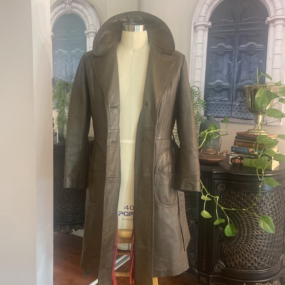 ✨TROJAN Vintage✨ Brown Taupe Belted Trench Coat Jacket Size [M] - Picture 7 of 14